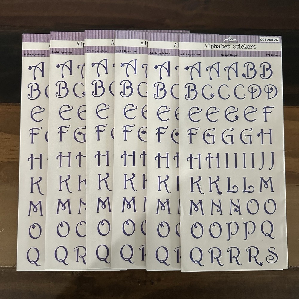 ColorBok Alphabet Stickers 6 Sheets Grape Purple 3/4 Inch Letters Scrapbook 179